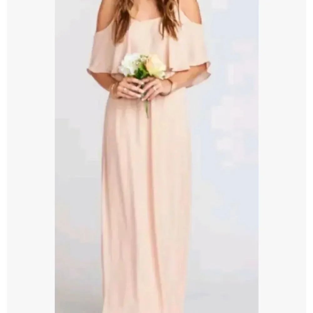 Show Me Your Mumu Formal Cold Shoulder Dusty Blush Pink Bridesmaid Dress Sz L